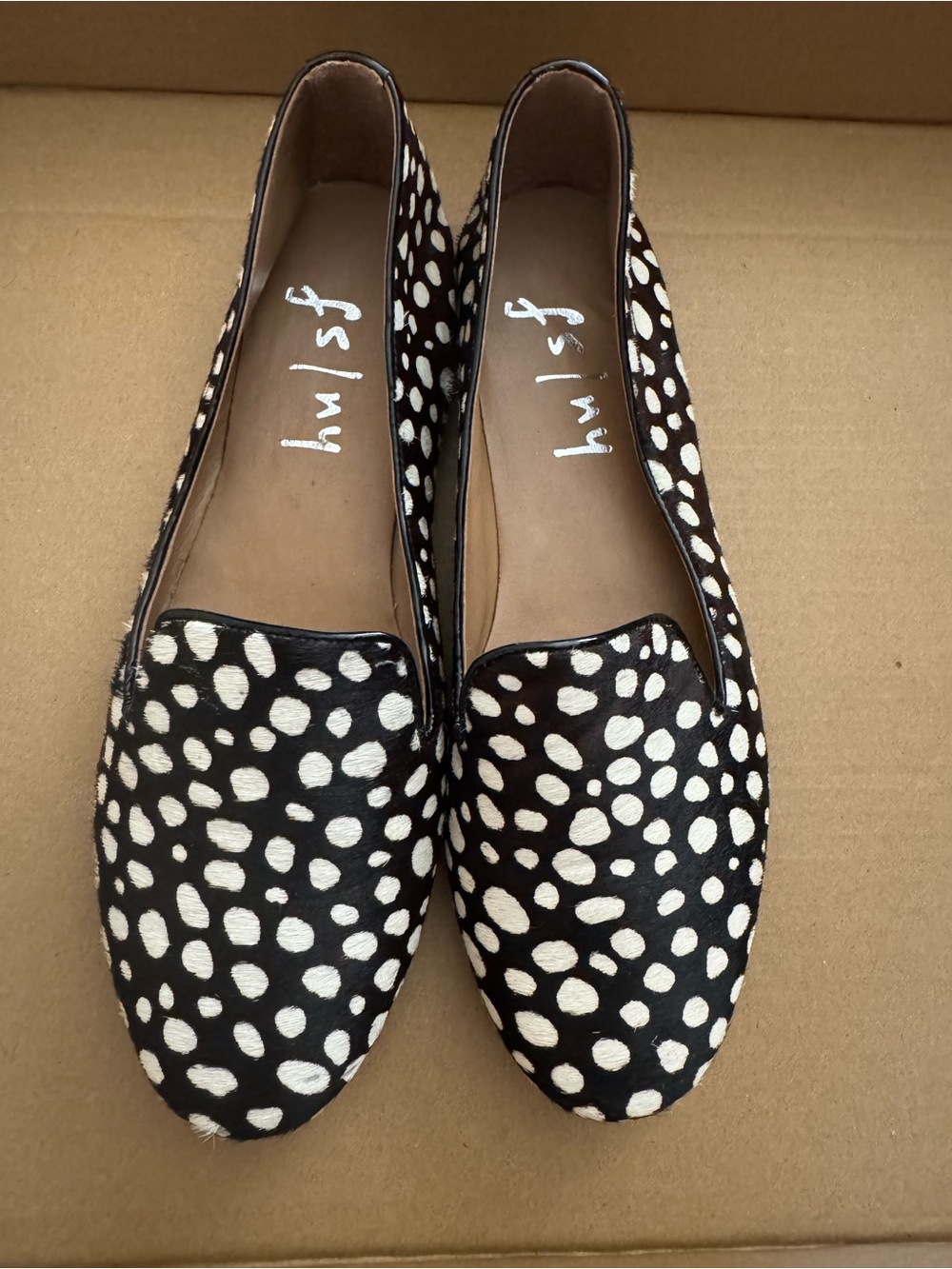 FS NY calf hair spot print flats
